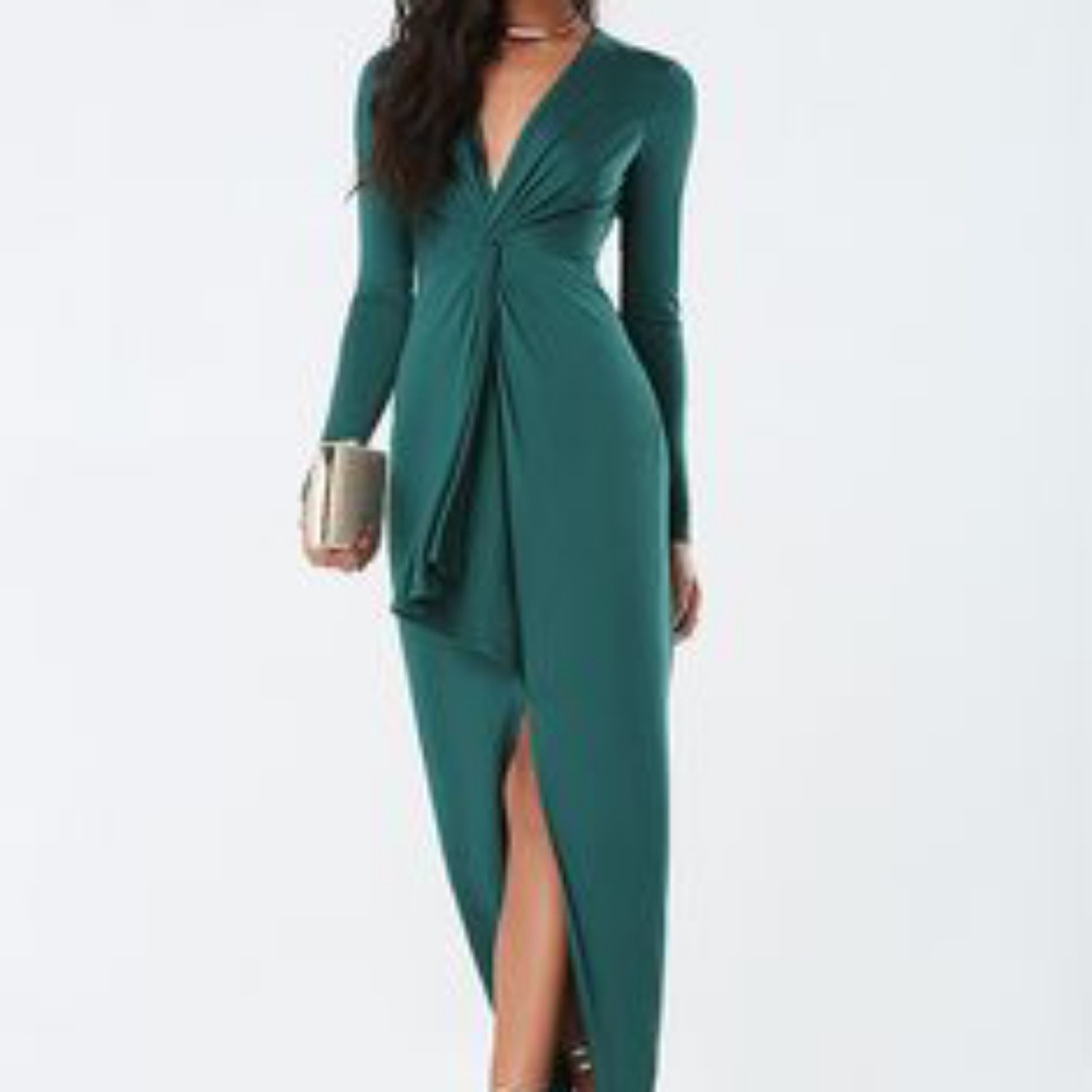 Bebe Long green dress
